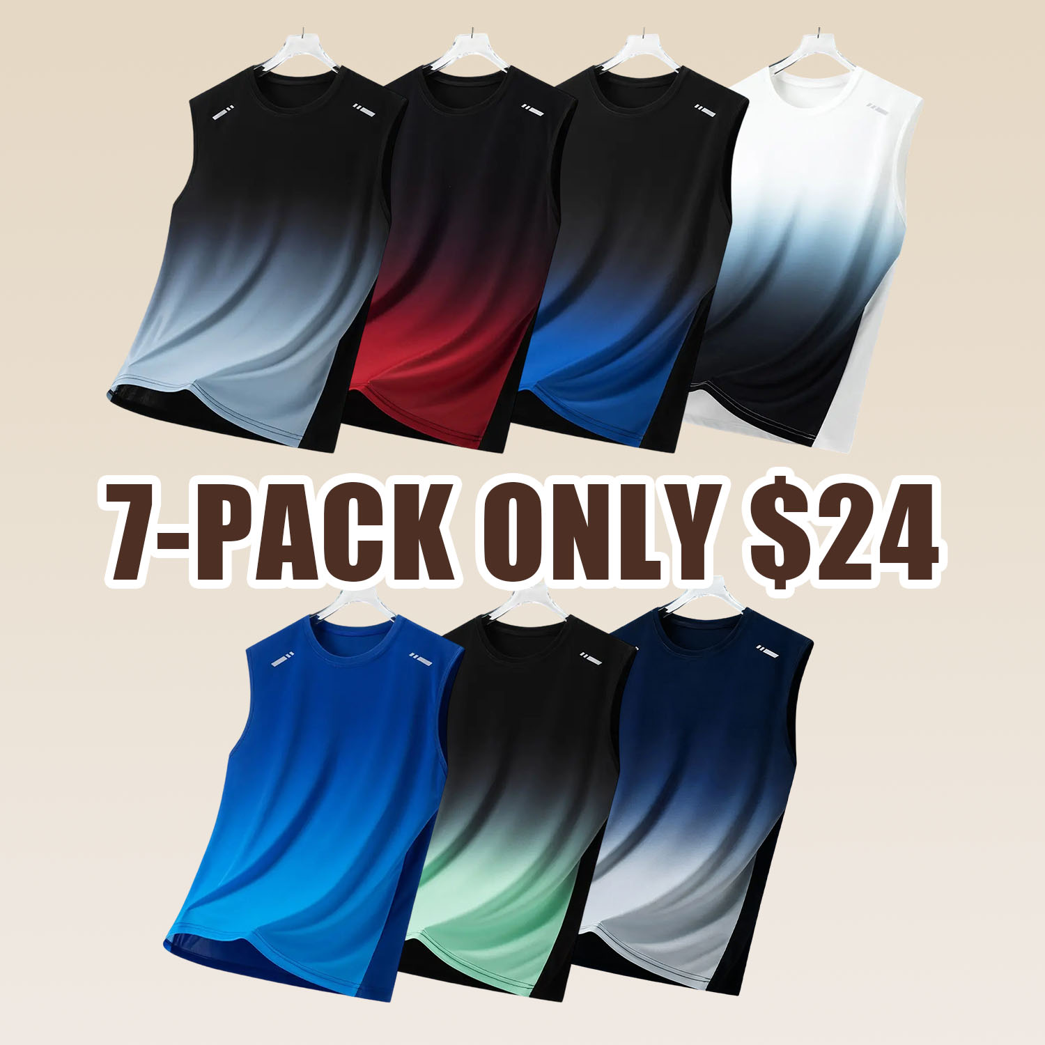 Clean Gent 4/1 Men’s Ultra-Thin Loose Fit Summer Tank Top with Fashion Gradient Print and Crew Neck, Breathable Sports Vest for Outdoor Running and