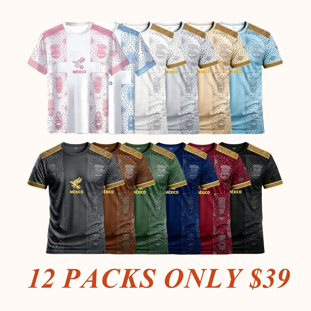 Men's Mexican Football Shirt, Eagle Round Neck Comfortable Breathable Top