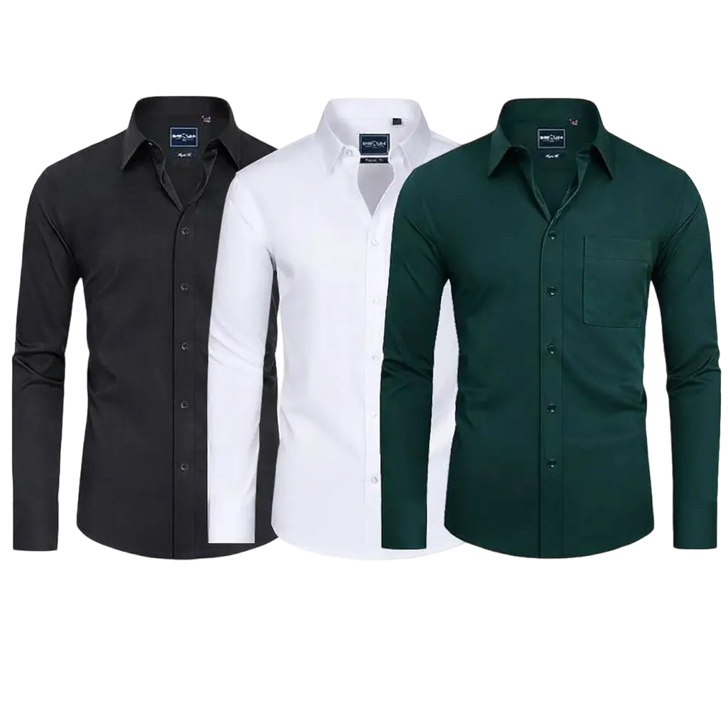 Men's Stain Sheild Business Casual Dress Shirts - Slim Fit Long Sleeve Button Down Shirt