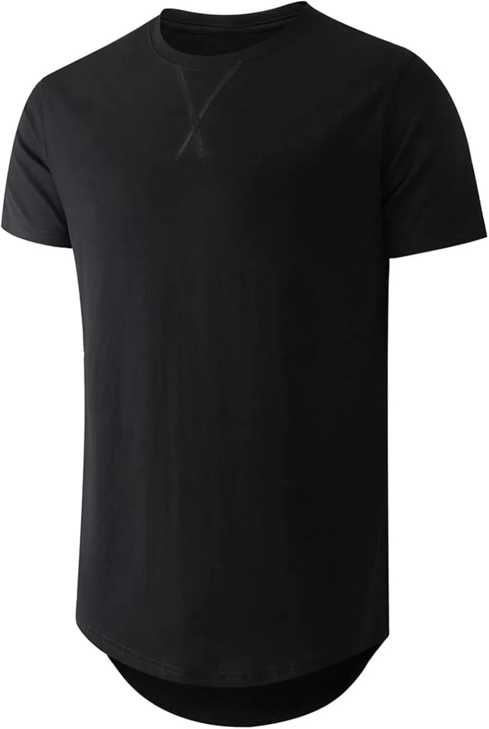 Cotton Hipster Hip Hop Longline Crewneck T-Shirt,Menswear Casual Tshirt Tops