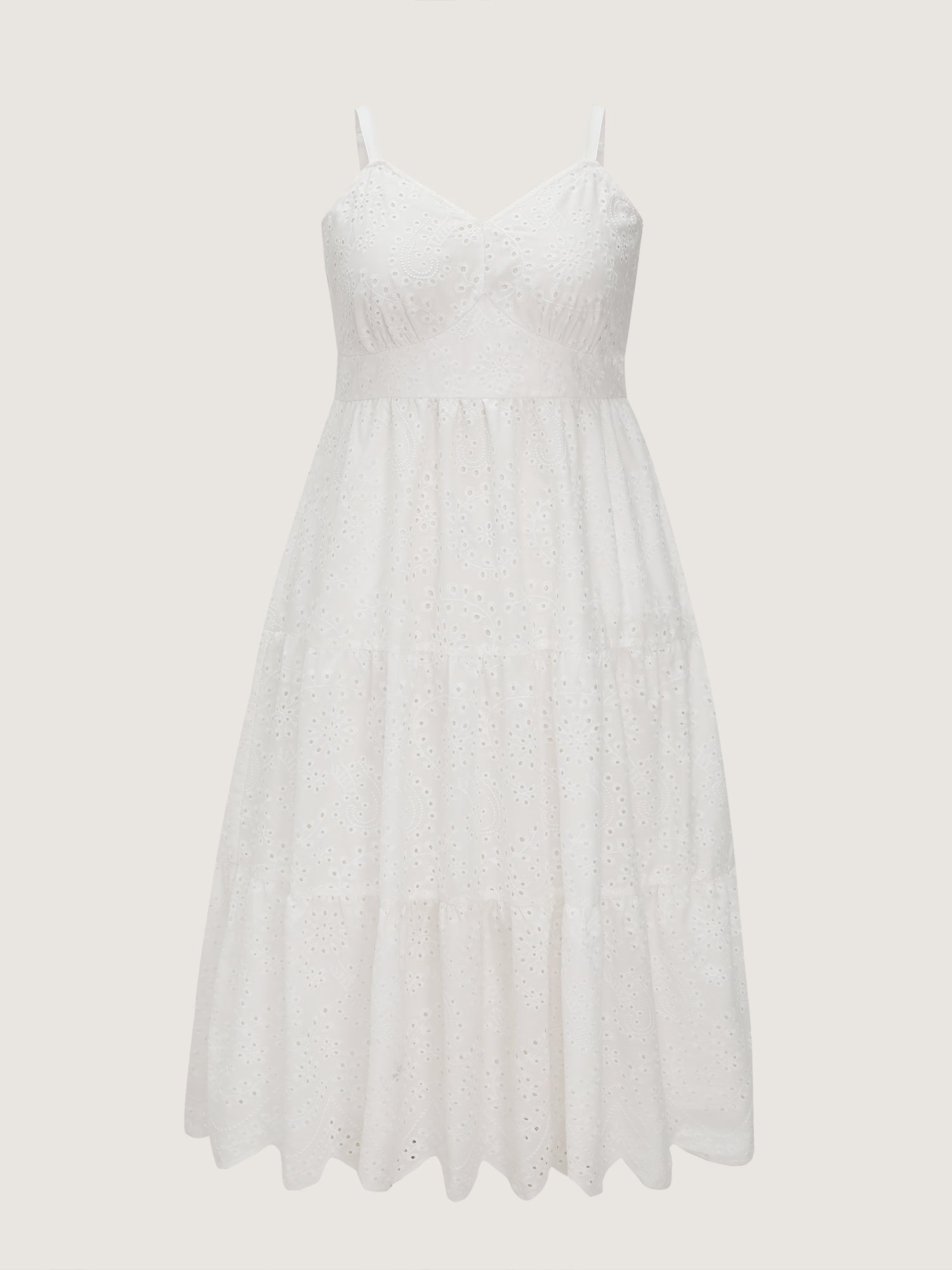 Eyelet Embroidery Cinched Waist Maxi Dress