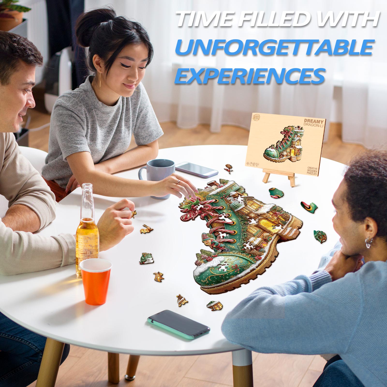 Christmas Snow Boot Hut Wooden Jigsaw Puzzle