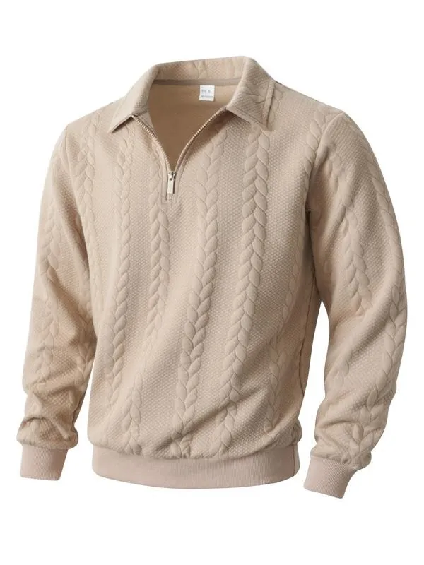 Men's Fall Winter Outfits Knitted Polo Neck Long Sleeve Sweatshirt for Daliy Wear