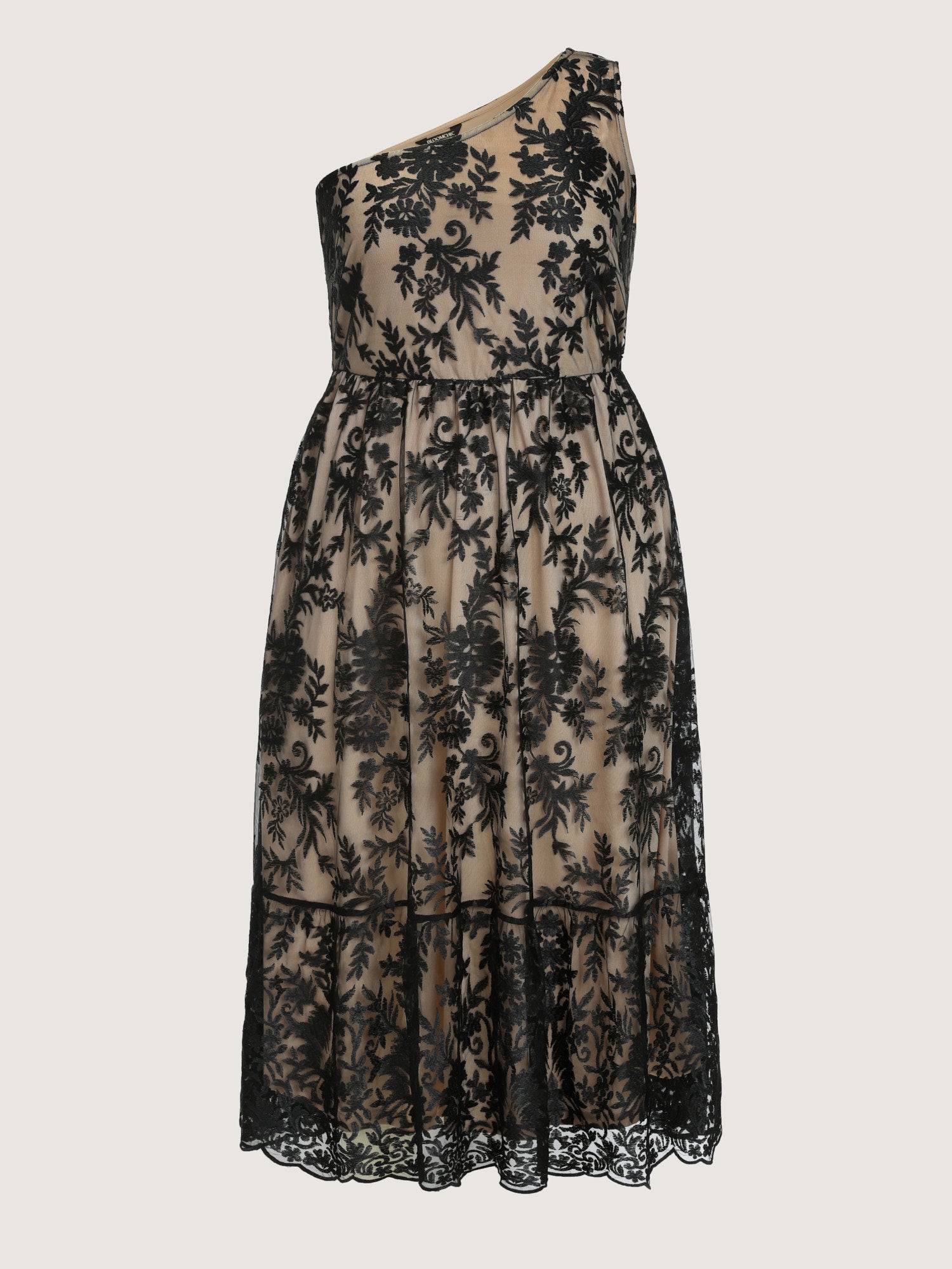 Floral One-Shoulder Waist-Defining Maxi Dress