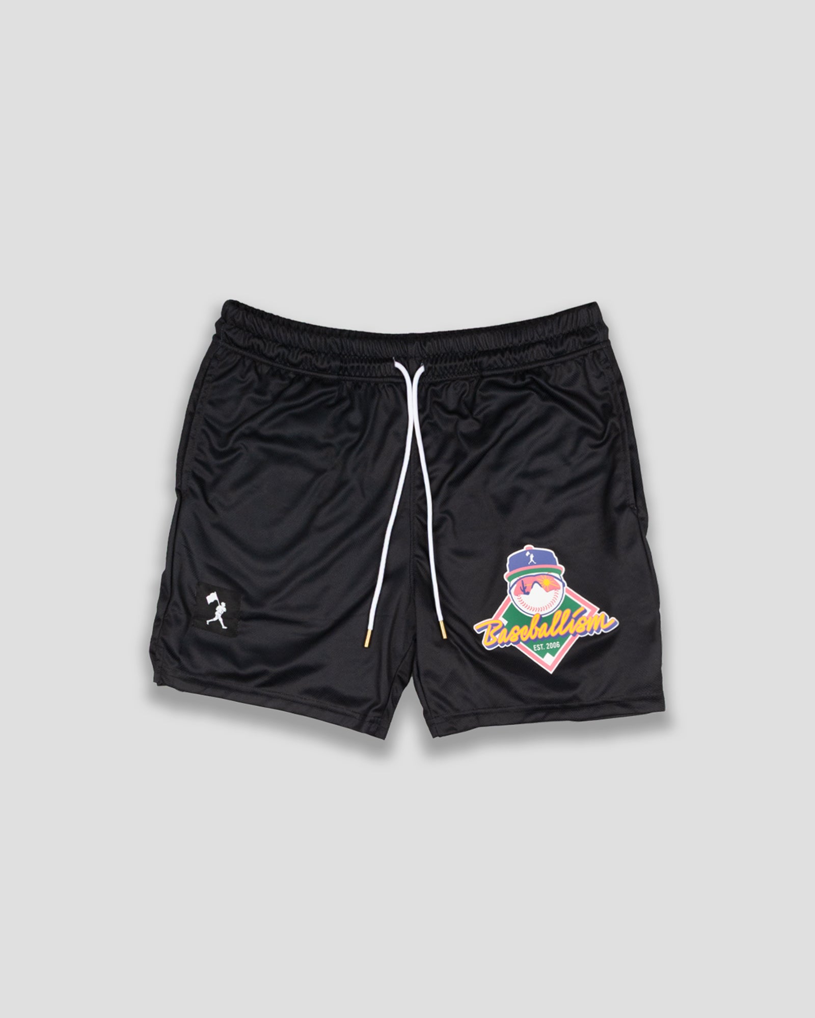 Yuvi Retro Baseballism Diamond Air Mesh Shorts (Black) - Youth