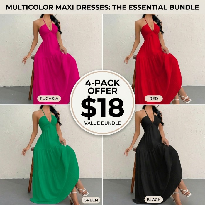 Women's Sleeveless Plain A-Line Maxi Dress