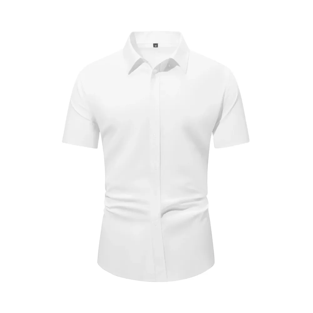 Men’s Short-Sleeve Button-Down Shirt, Wrinkle-Resistant Business Casual Shirt for Work Commuting