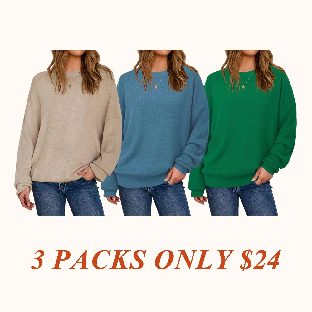 Women's Wool Blend Oversized Sweaters Crewneck Casual Fall Outfits Fashion Tops