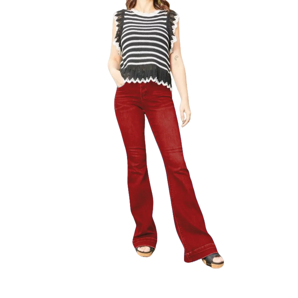 Mid-Rise Tummy Control Flare Denim Fit Jean Womenswear Bottom