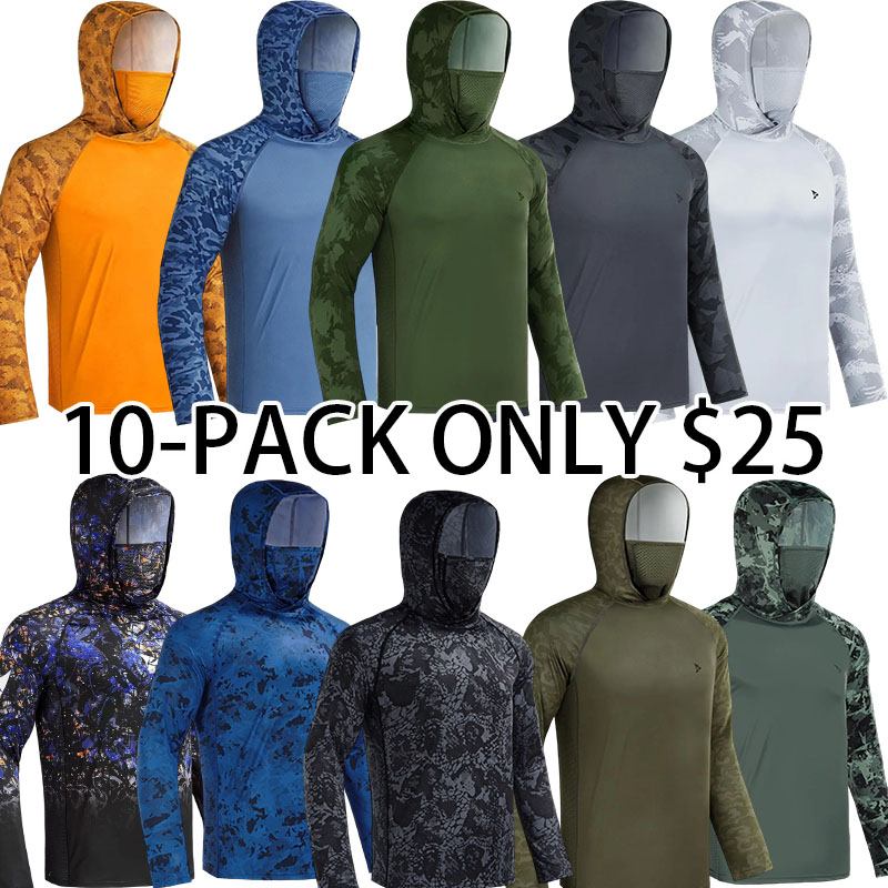 Men's Sun Protection Hoodie with Neck Gaiter - UPF 50+ Long Sleeve Shirt