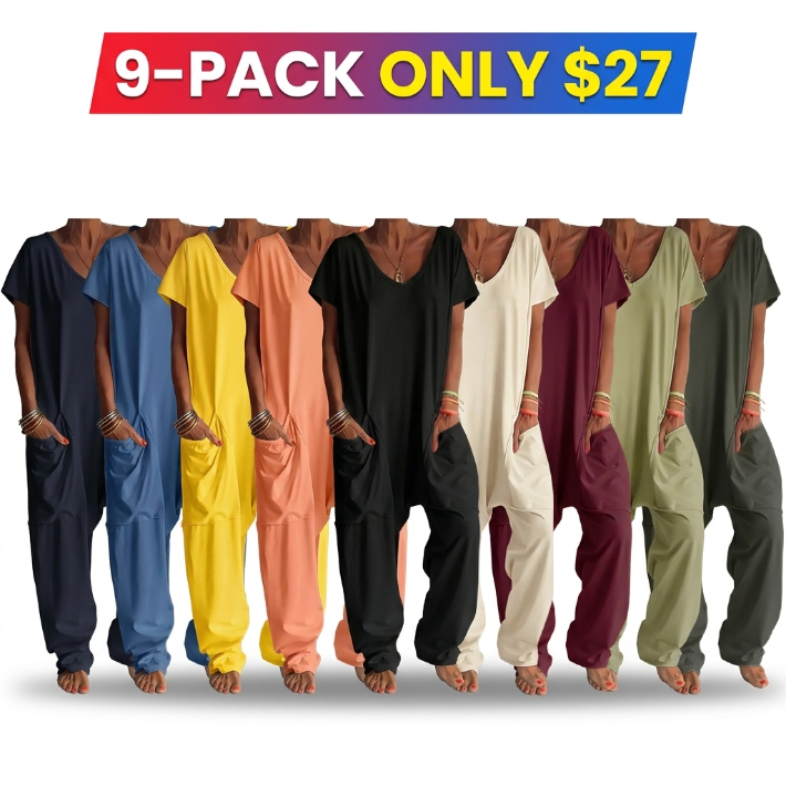 Women’s Casual Short Sleeve Wide-Leg Jumpsuit