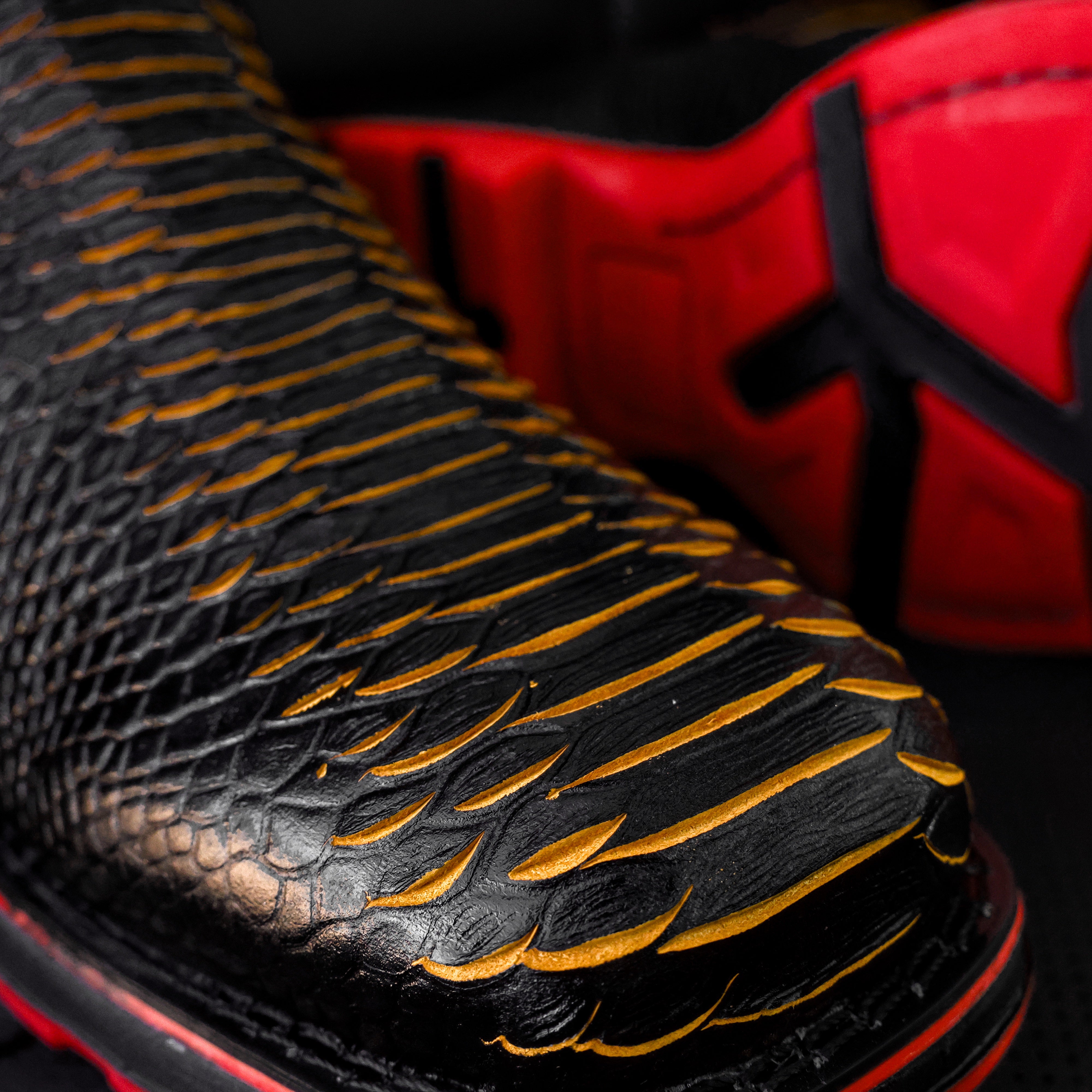 Black & Yellow Python Leather Botin With 3D Lightweight Soles - Square Toe