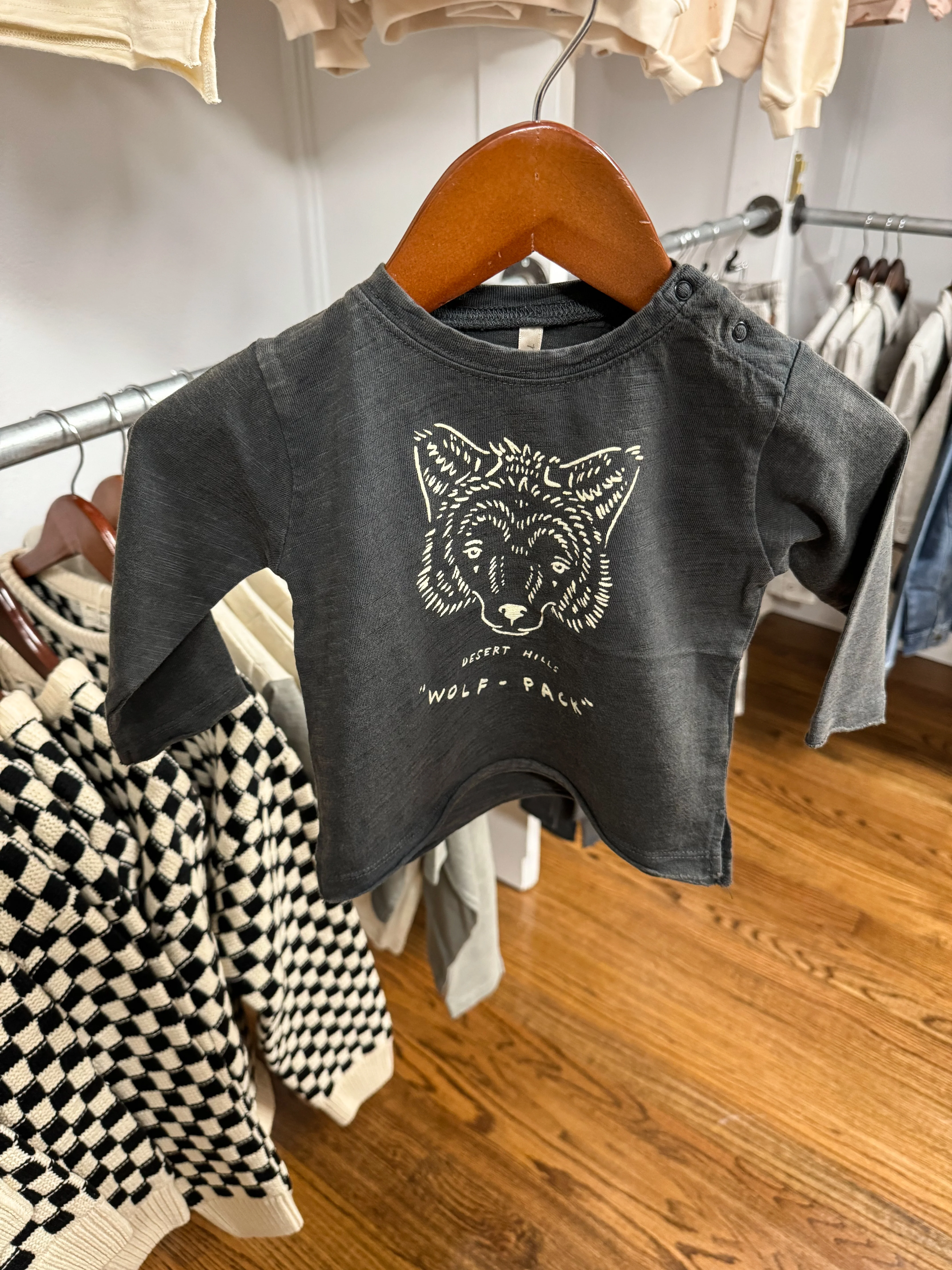 Raw Edge Long Sleeve Tee || Wolf Pack