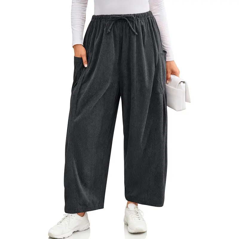 Womens Corduroy Pants Wide Leg Palazzo Harem Pants