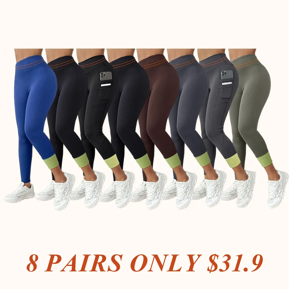 Women‘s Fleece Lined Active Pants Thick Soft Tummy Control Termal Warm Winter Shaping Pants