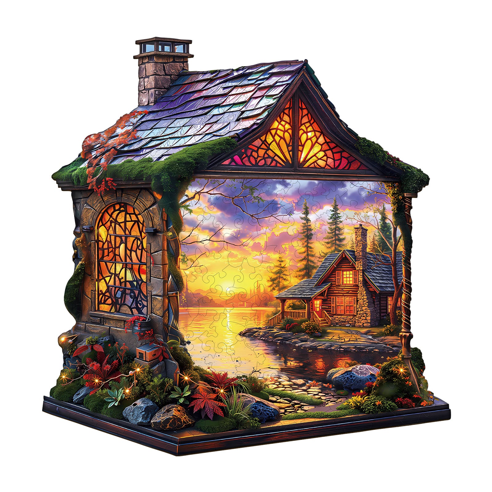 Sunset Cottage Wooden Jigsaw Puzzle