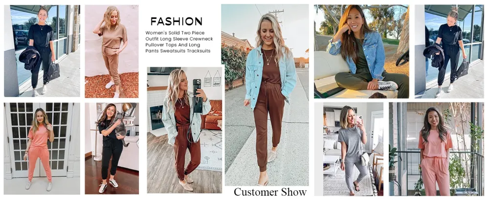 Women's 2-Piece Crew Neck Short Sleeve Tracksuit Jogger Set