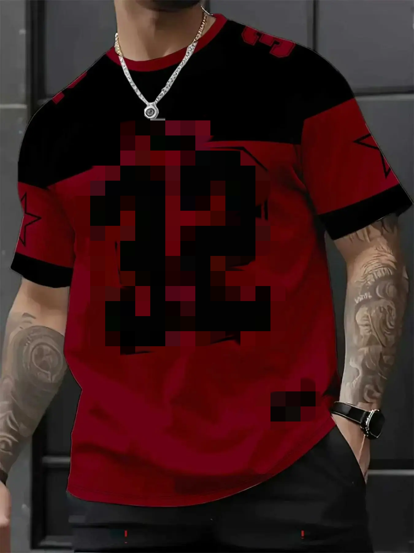 Men's Casual Round Neck Short Sleeve T-Shirt, 3D Star Number Print Football Jersey, Fitted All Seasons Sports Shirt