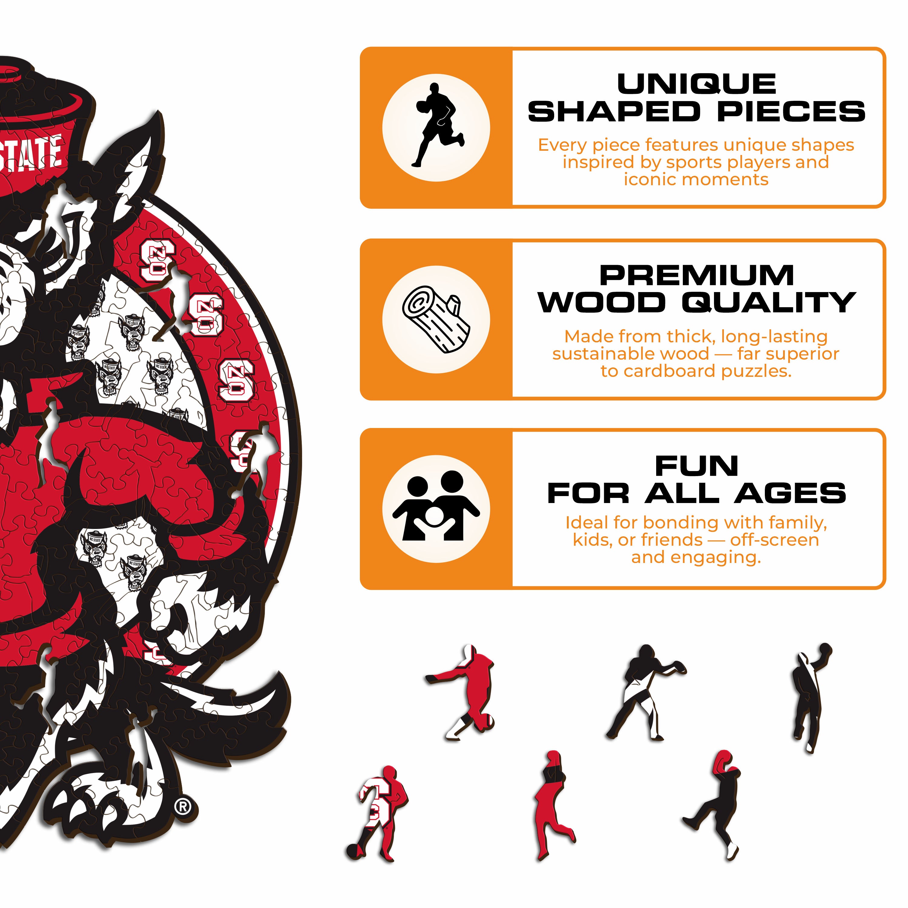 North Carolina State University Mascot - Wooden Puzzle