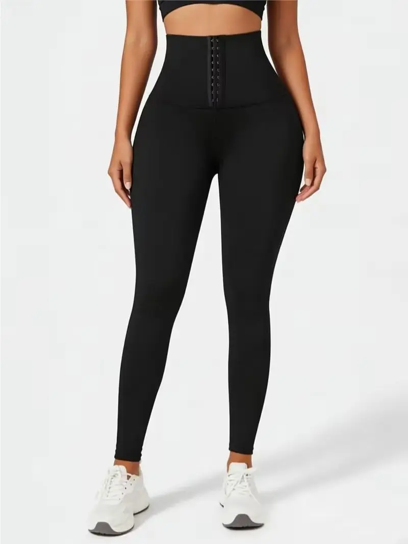 Women's fitness pants with a corset, buttons to flatten the stomach