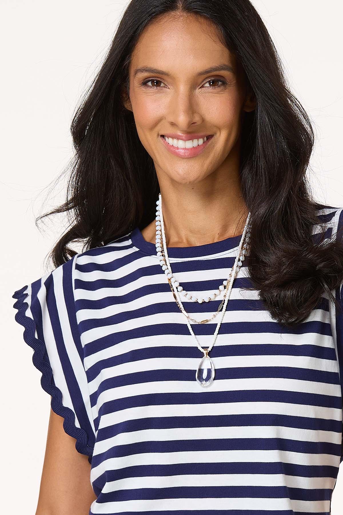 Stripe Ric Rac Trim Top