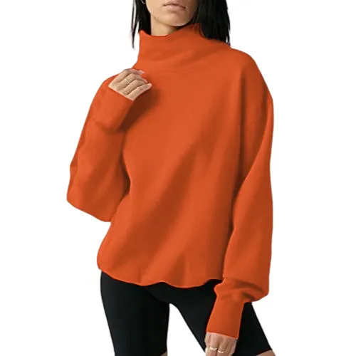 Women's Oversized Turtleneck Sweatshirt Long Sleeve Pullover Casual Tops