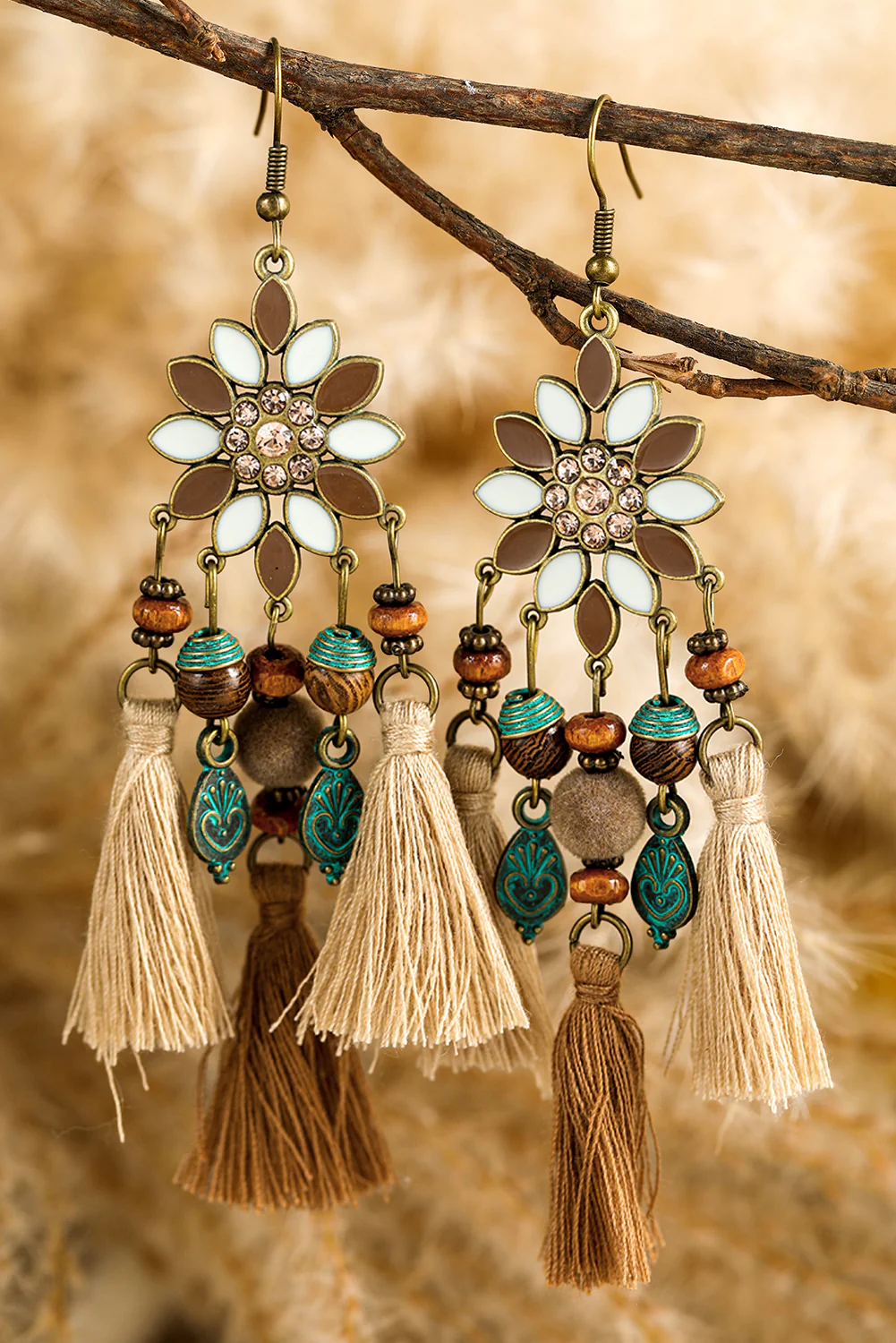 Chestnut Western Tassel Dangle Earrings