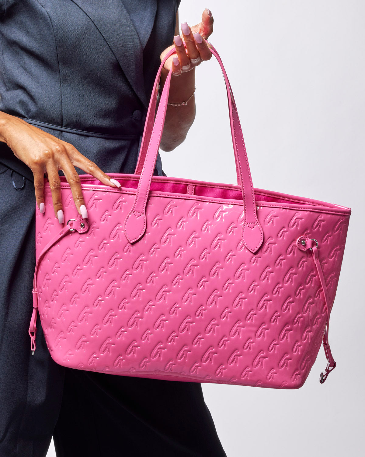 MONOGRAM GLAM TOTE - MIRROR HOT PINK