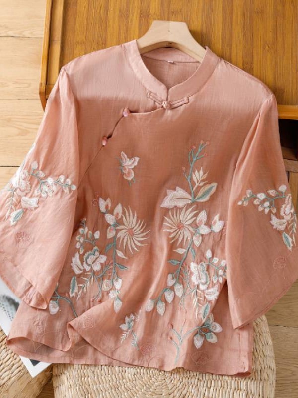 Women Embroidered Cotton Linen Tops- Fast Shipping