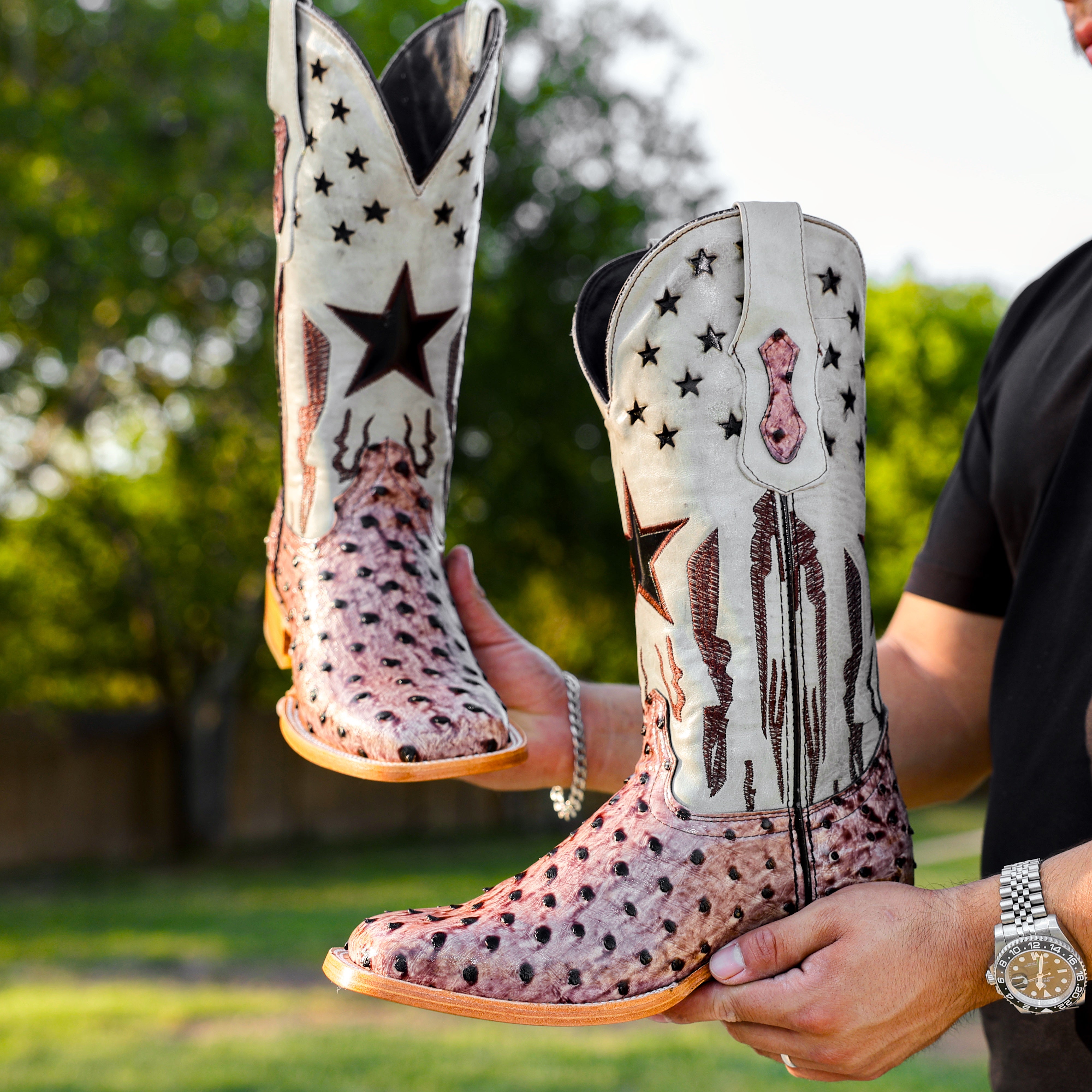 Orix Ostrich Leather Boots - Square Toe