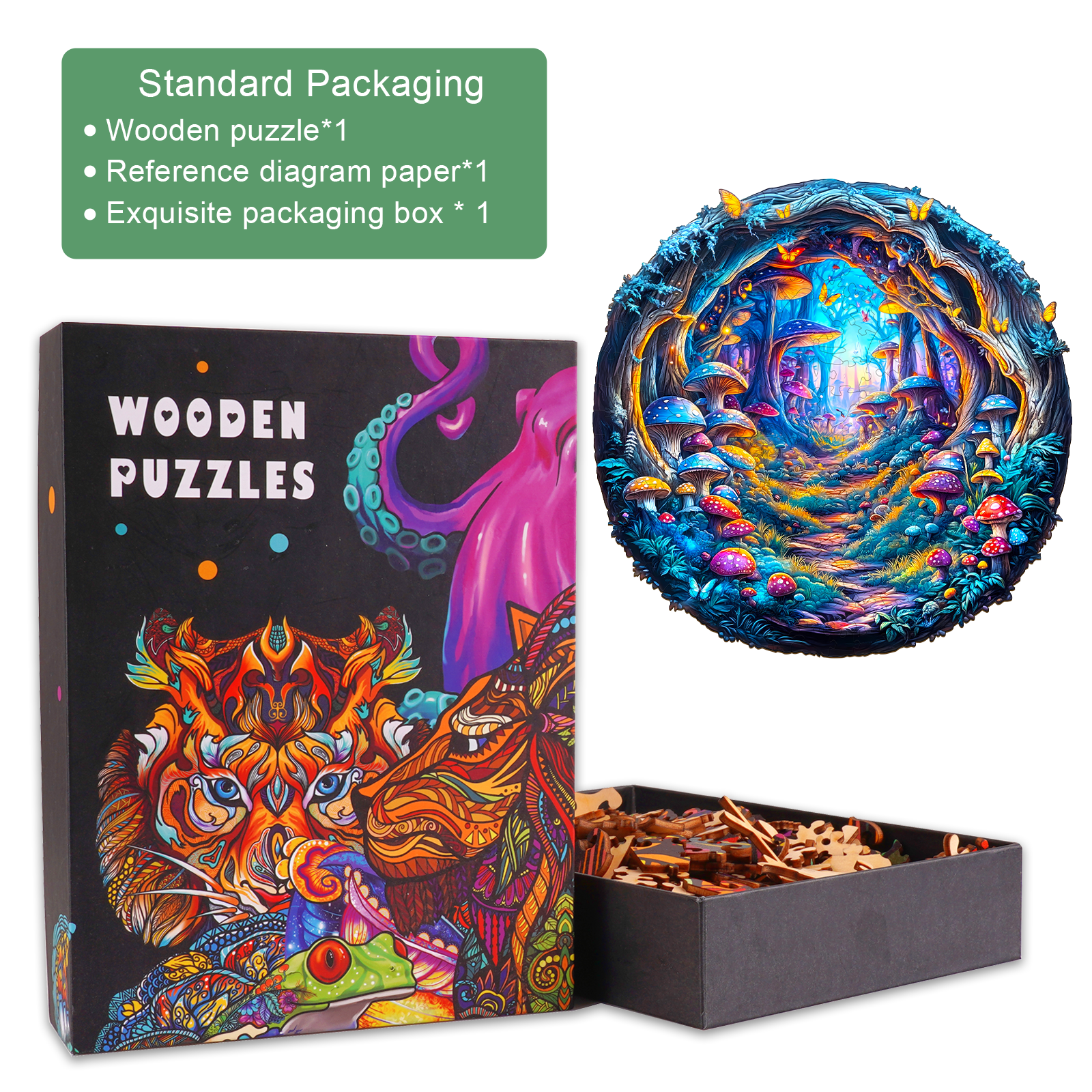 3D Magic Mushroom Wooden Jigsaw Puzzle