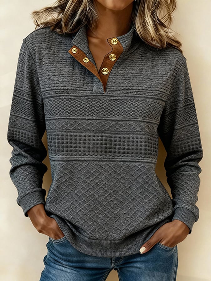 Women'S Casual Color Block Printed Pullover Sweatshirt