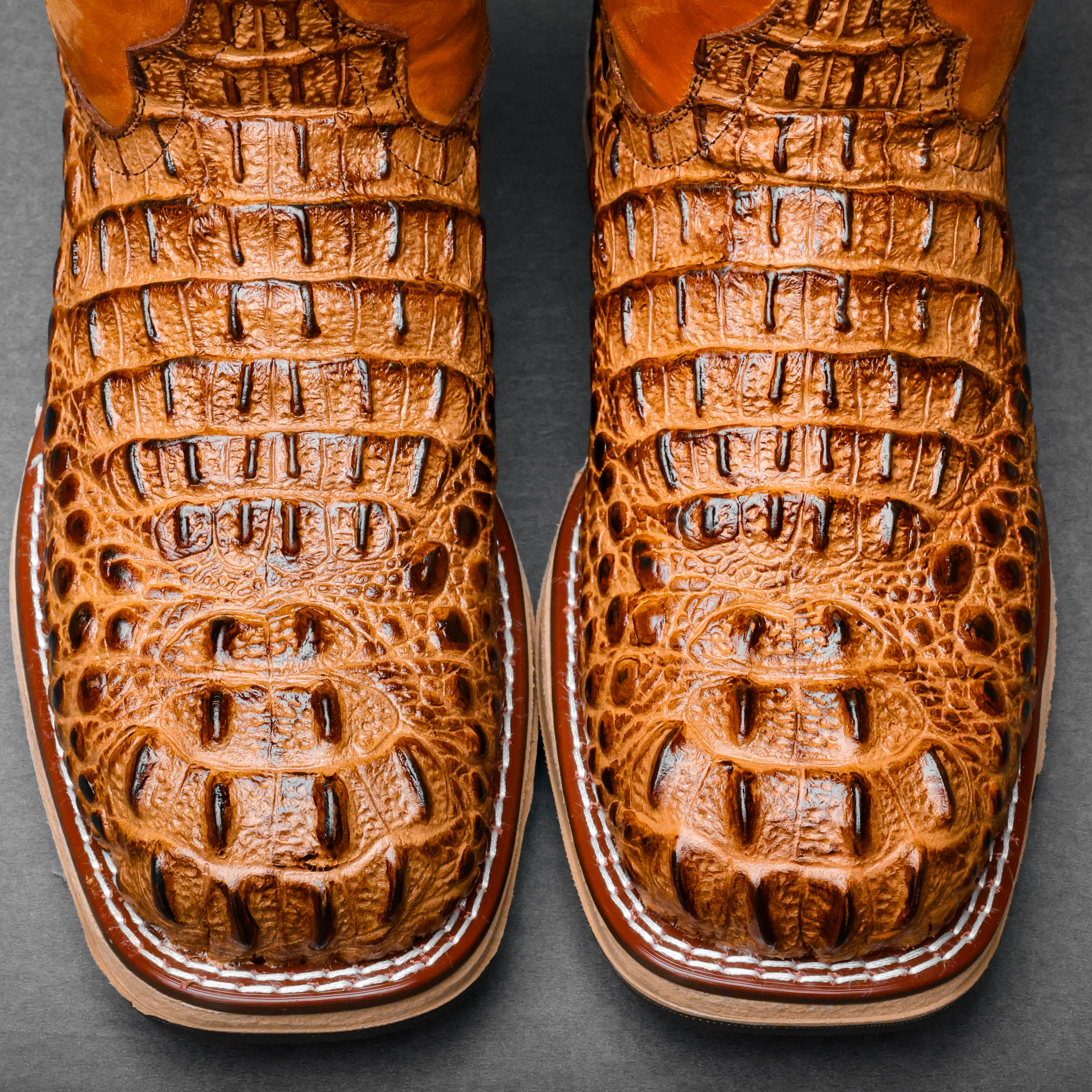 Honey Caiman Neck Leather Boots With 3D Lightweight Sole - Composite Toe