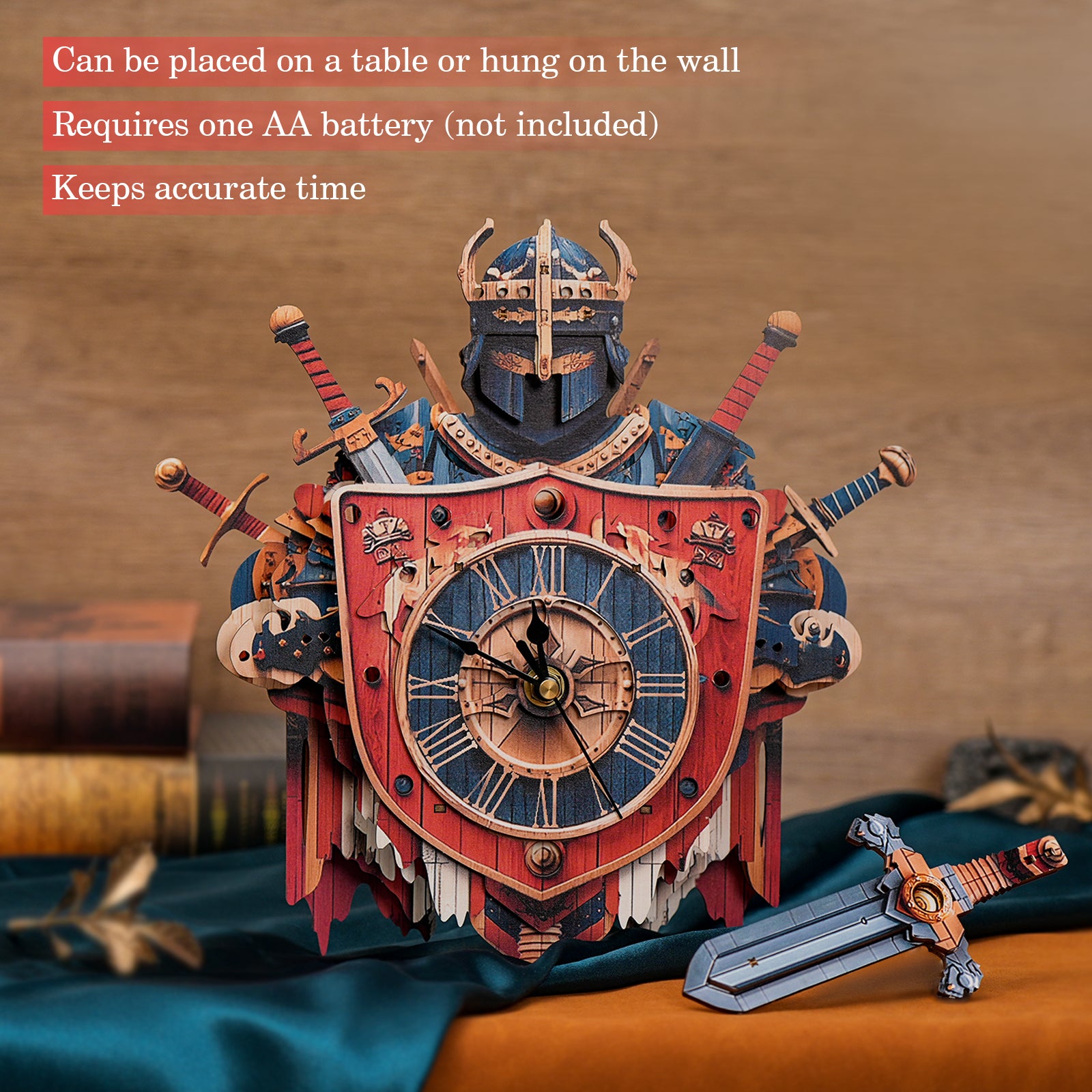 Knight – DIY Wooden Clock, 3D Puzzle Craft Kit