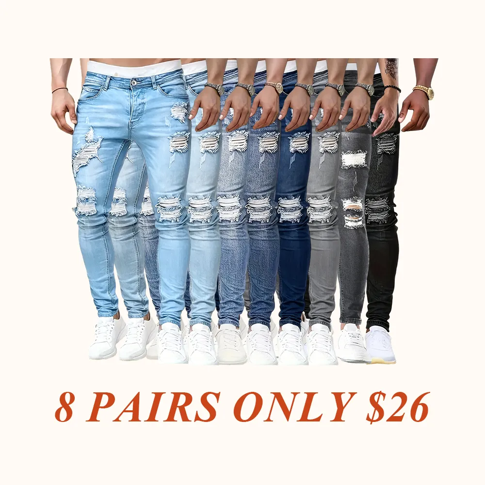 Men’S Casual Slim-Fit Denim For Streetwear Fans Suitable For Daily Wear And City Use Medium Elasticity Medium