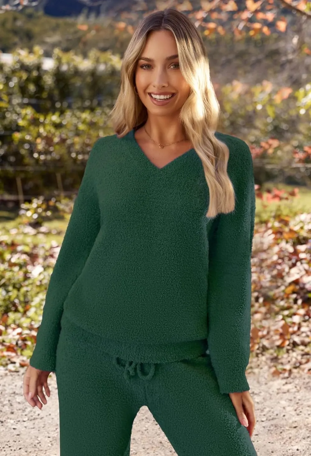 Women's Lounge Sets 2025 Fall Fashion 2 Piece Outfits Sweater Pajama Set