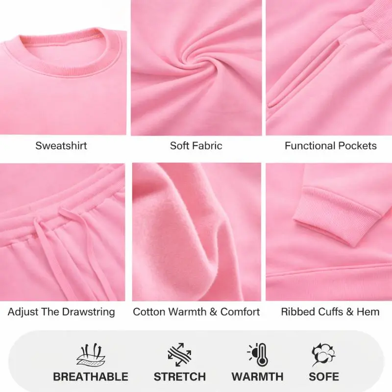 Women’s Pink Letter Print Sweatshirt & Track Pants Set