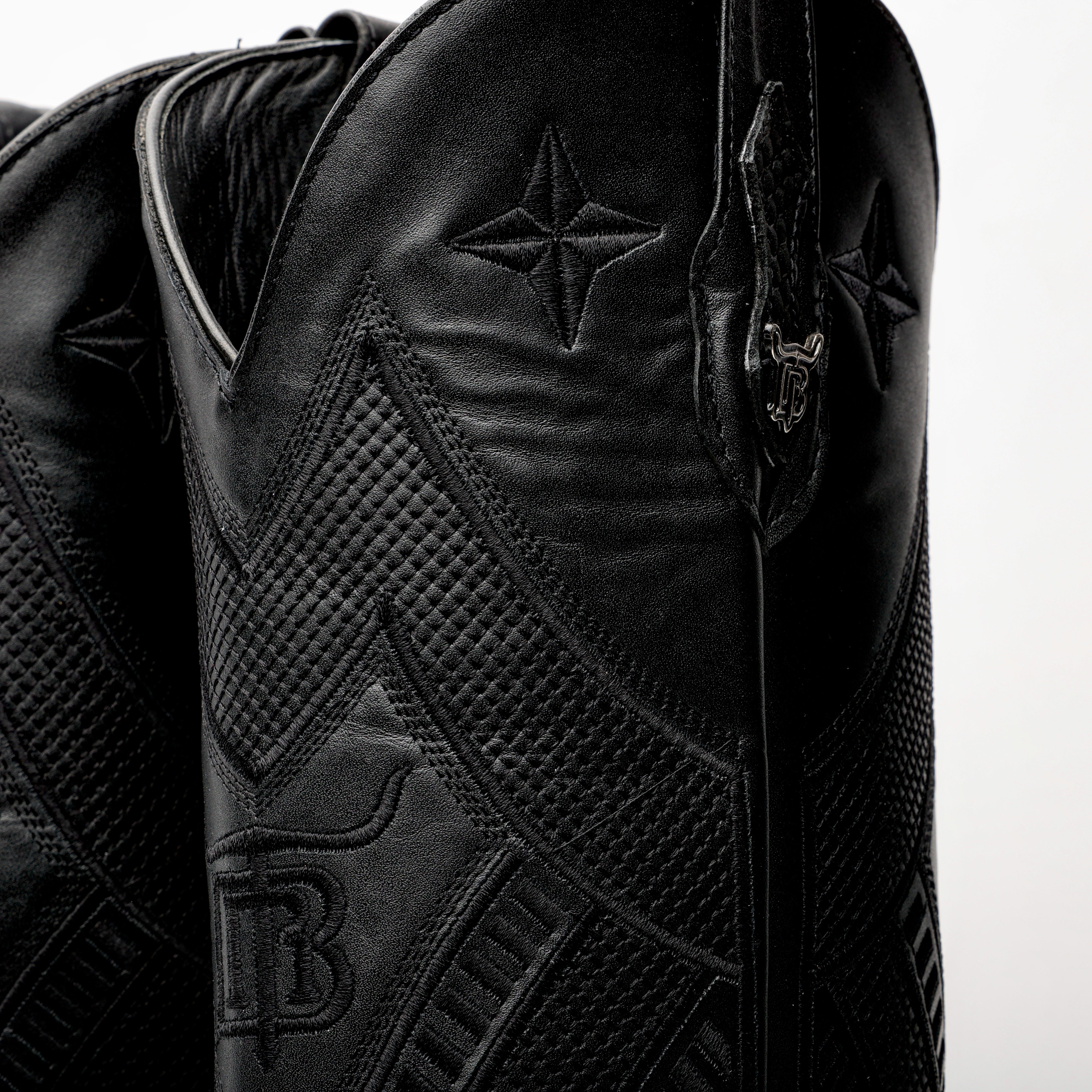 Matte Black Python Leather Boots - Square Toe