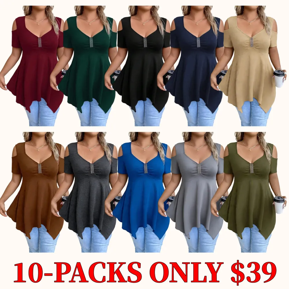 [Plus Size Women's Clothing] Off-the-shoulder T-shirt