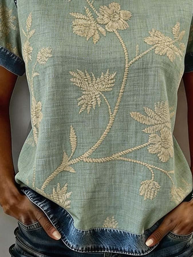 Women'S Casual Round-Neck Printed Top