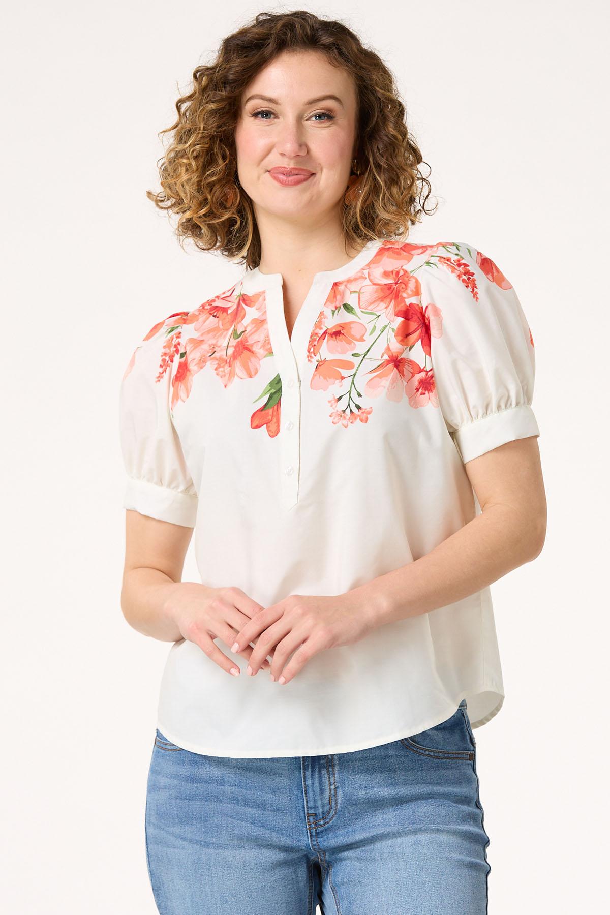 Ivory Floral Puff Sleeve Top