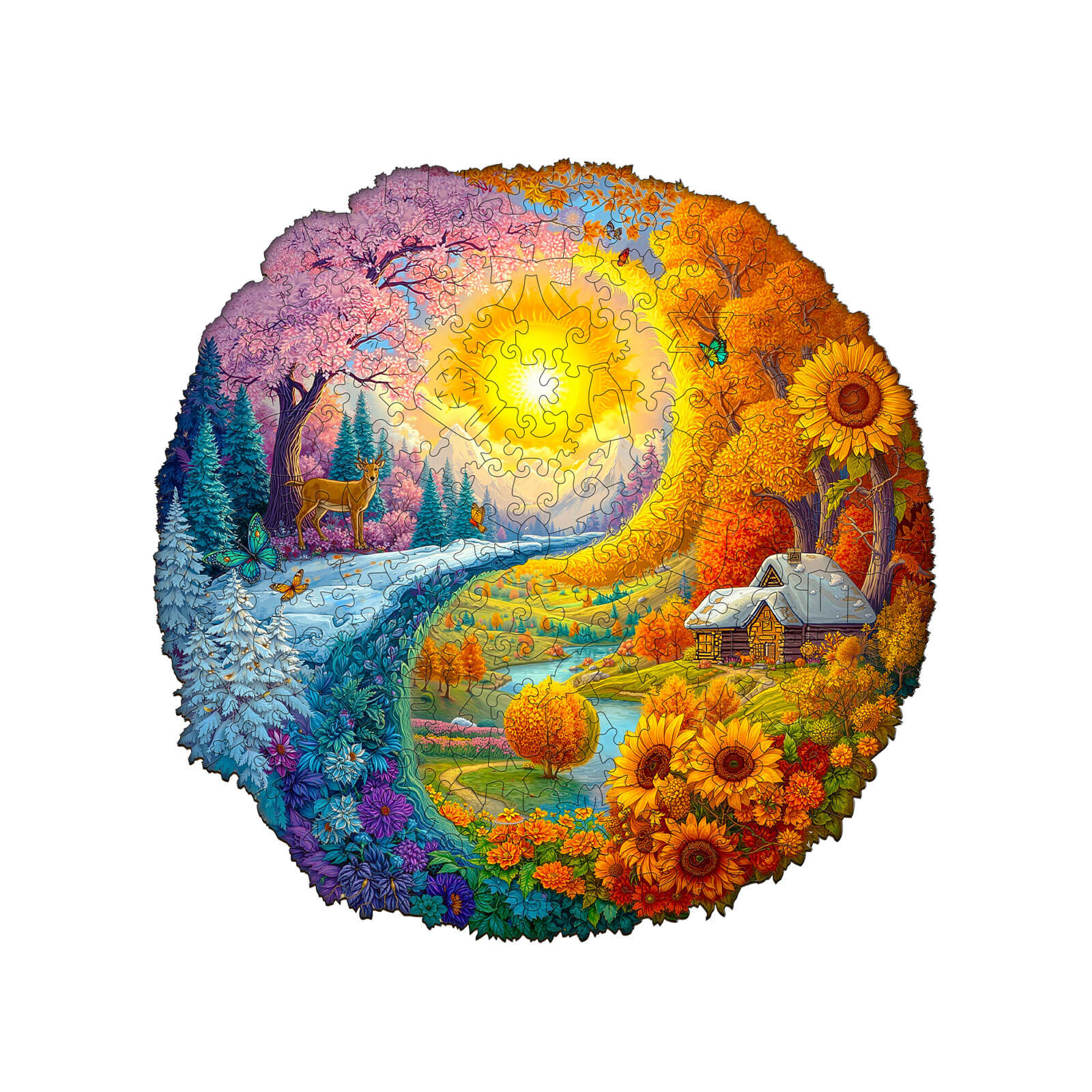Yin Yang Autumn Winter Wooden Jigsaw Puzzle