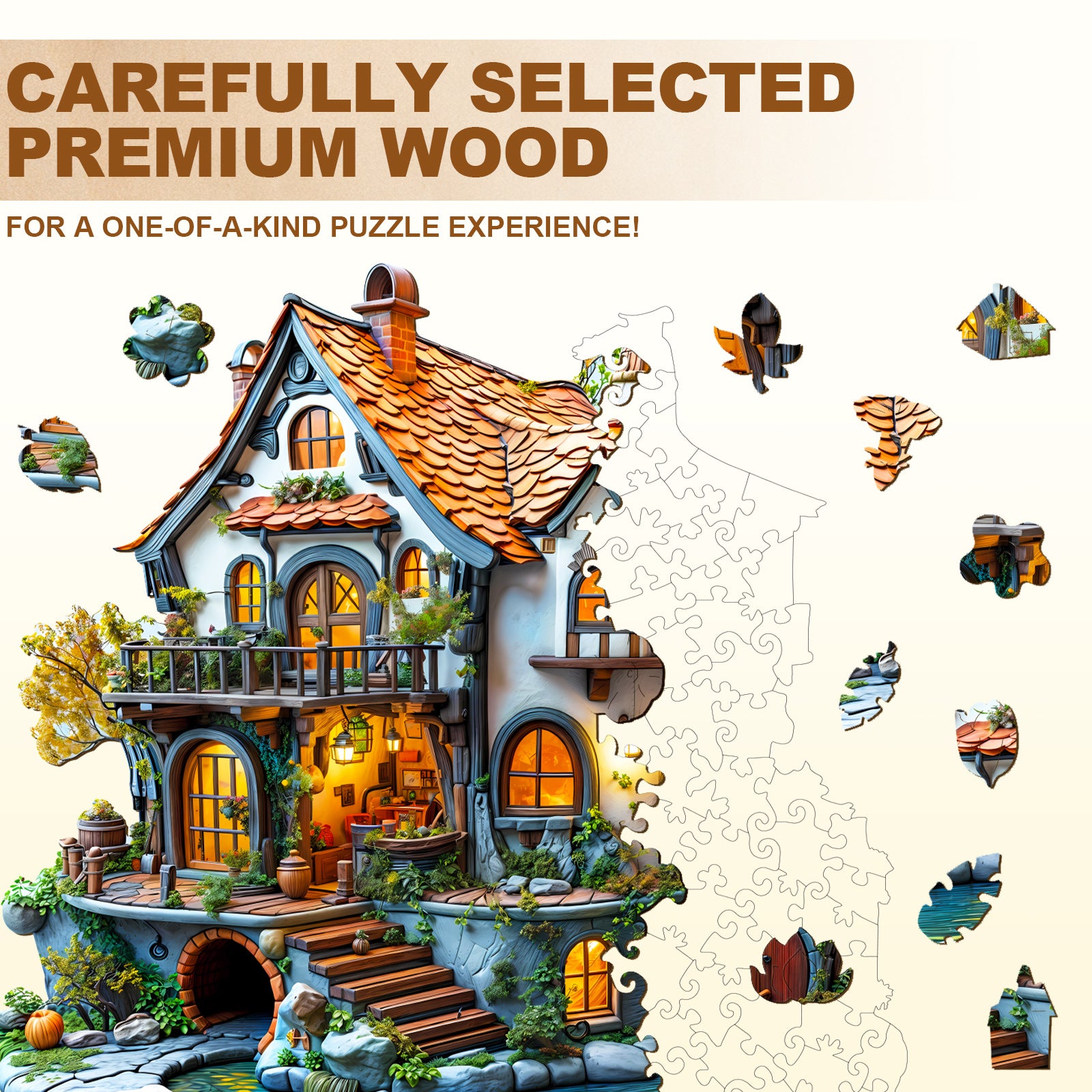 3D Glow Cottage Wooden Jigsaw Puzzle