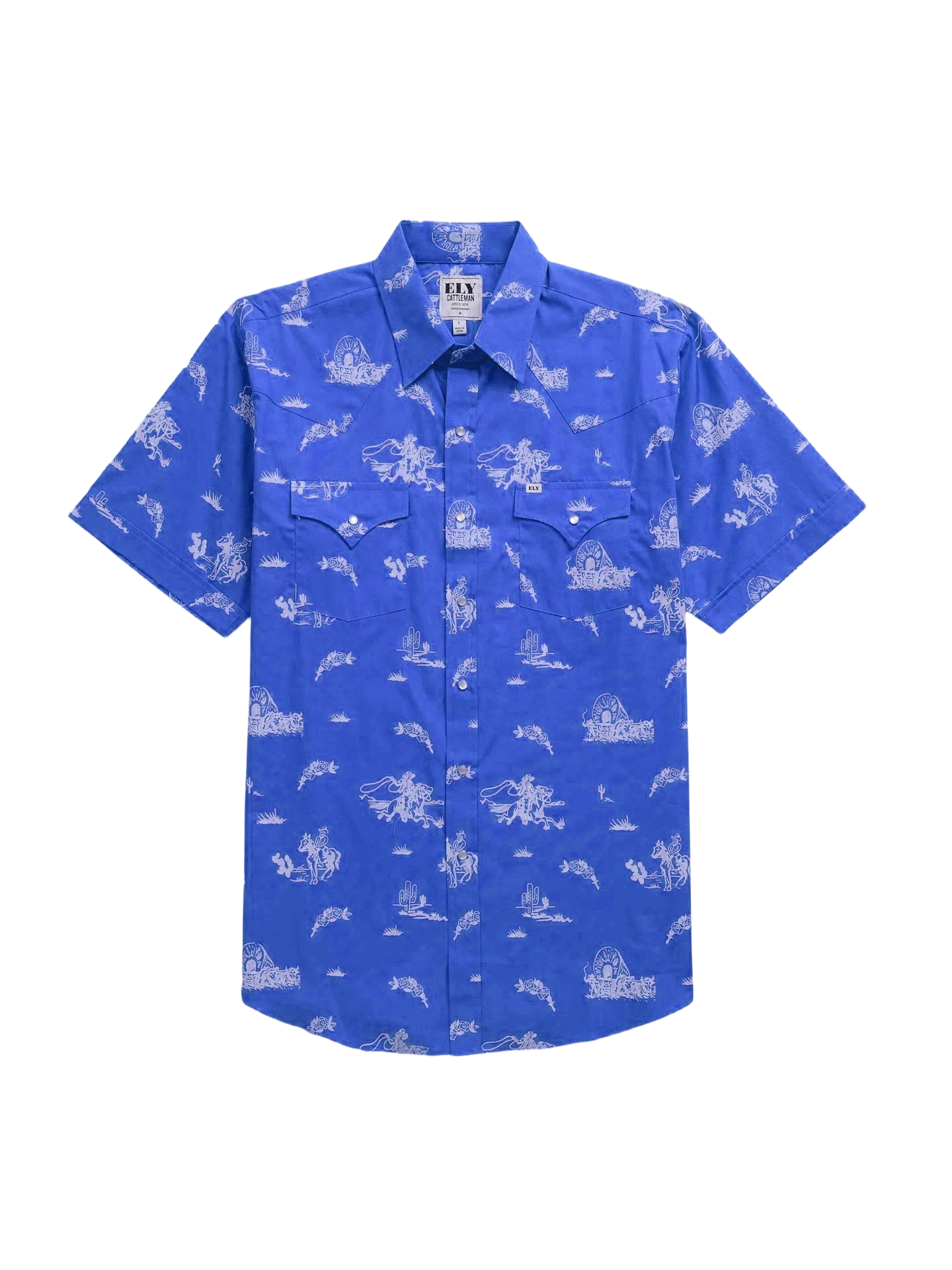 Men’s Cowboy Print Western Snap Shirt