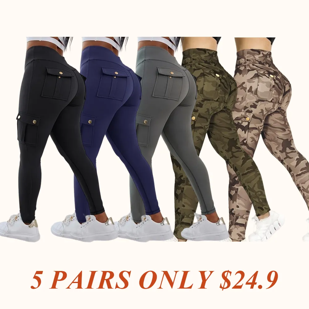Womens Butt Lifting Leggings with Flap Pockets High