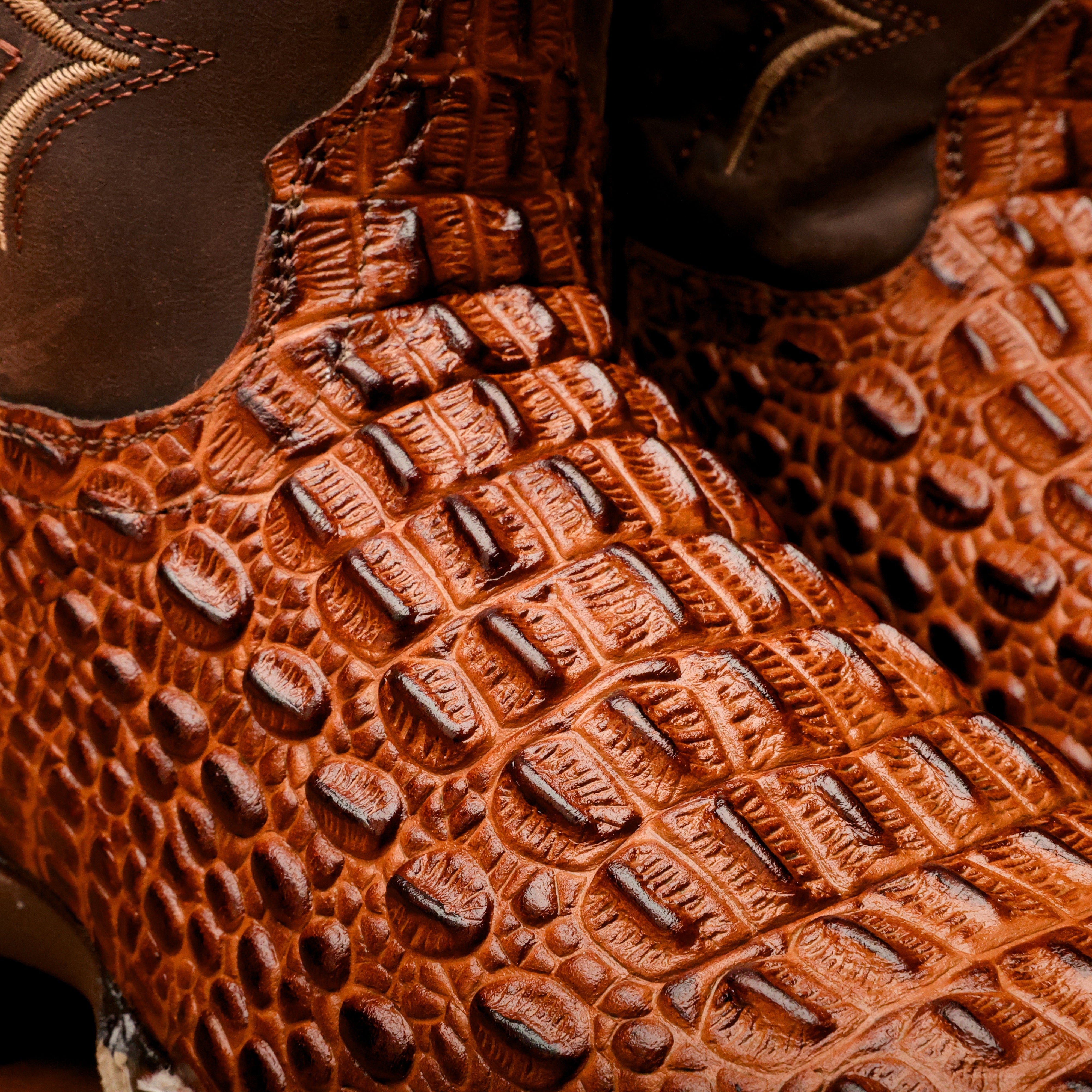 Cognac Caiman Hornback Leather Boots With 3D Lightweight Sole - Composite Toe