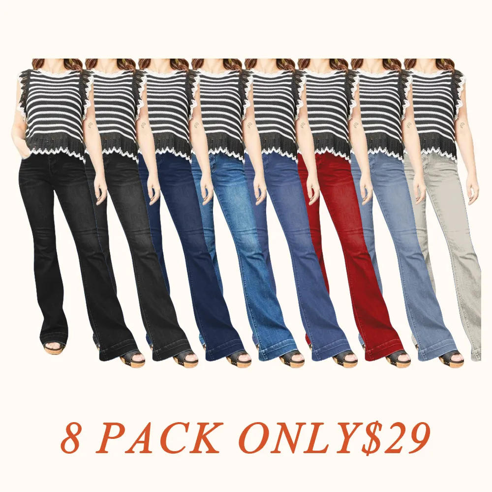 Mid-Rise Tummy Control Flare Denim Fit Jean Womenswear Bottom