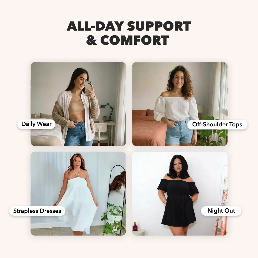 Shapermint Truekind Convertible Strapless Bandeau Bra with Wireless Comfort, Anti-Slip Grip & Removable Straps