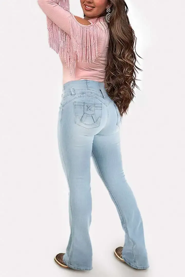 🔥High-Waist Button Fly Flare Jeans 7-Pack Only $24.99