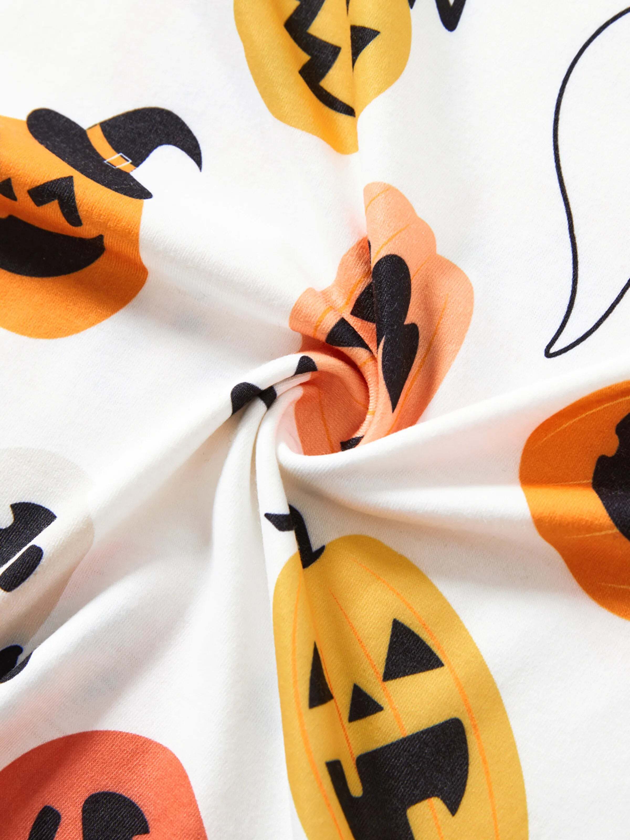 Halloween Family Matching All Over Pumpkin & Ghost Print Pajamas sets White